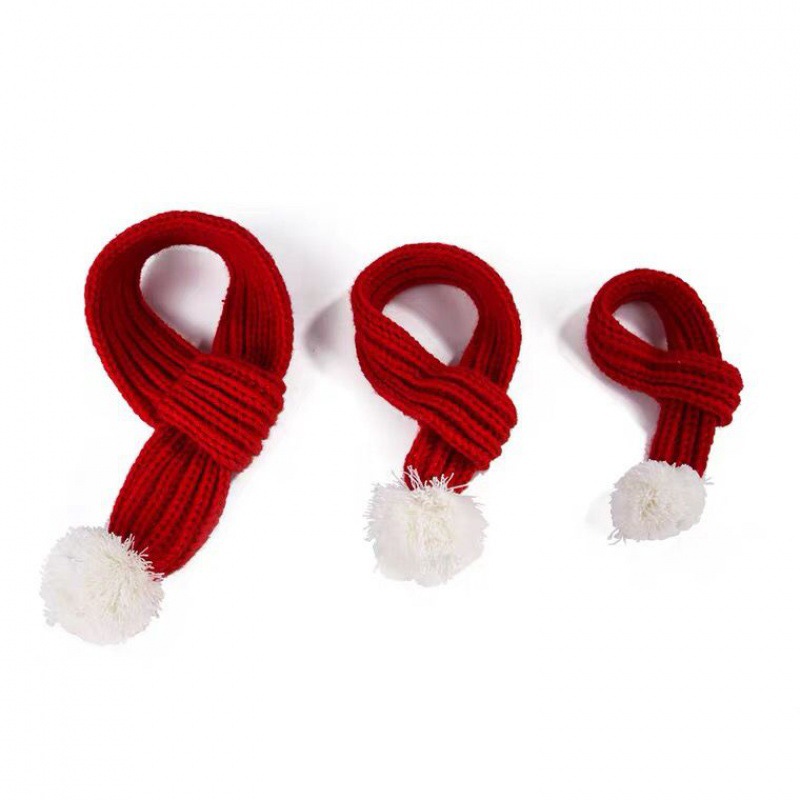 Christmas Dog Cat Santa Scarf, Dog Winter Knitted Scarf Pet Winter Neck Warmer Xmas Cute Decorate Gift-product