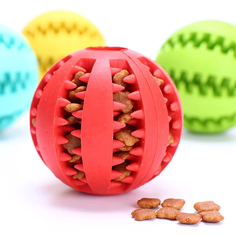 Teething Toys Balls Puppy Cat, Dog Pet Food Treat Feeder Chew Tooth Cleaning Ball Exercise Game IQ Training Ball-product